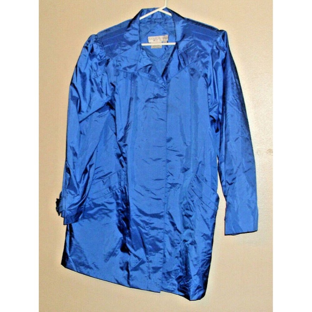 Vintage Raincoat by Saxton Hall Blue- Concealed Button Down- Size 17/18